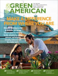 cover of issue with girl and man gardening and the title overset