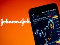 phone displaying johnson & johnson stock information