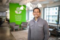 Arcadia Power founder and CEO Kiran Bhatraju in the company's DC headquarters