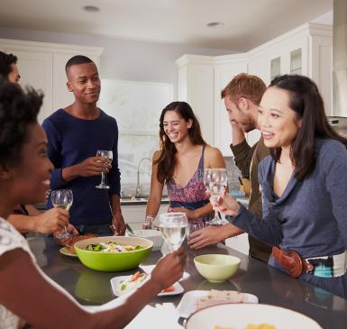 party in a kitchen