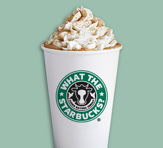 Paper coffee cup with logo. Starbucks now offering plant-based milks.