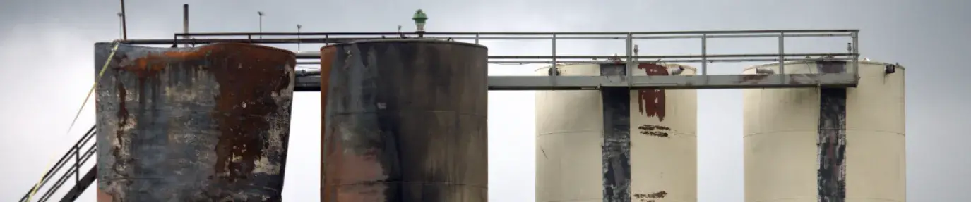 Aftermath of an explosion at a frack pad near Salt Fork State Park in Guernsey County, Ohio