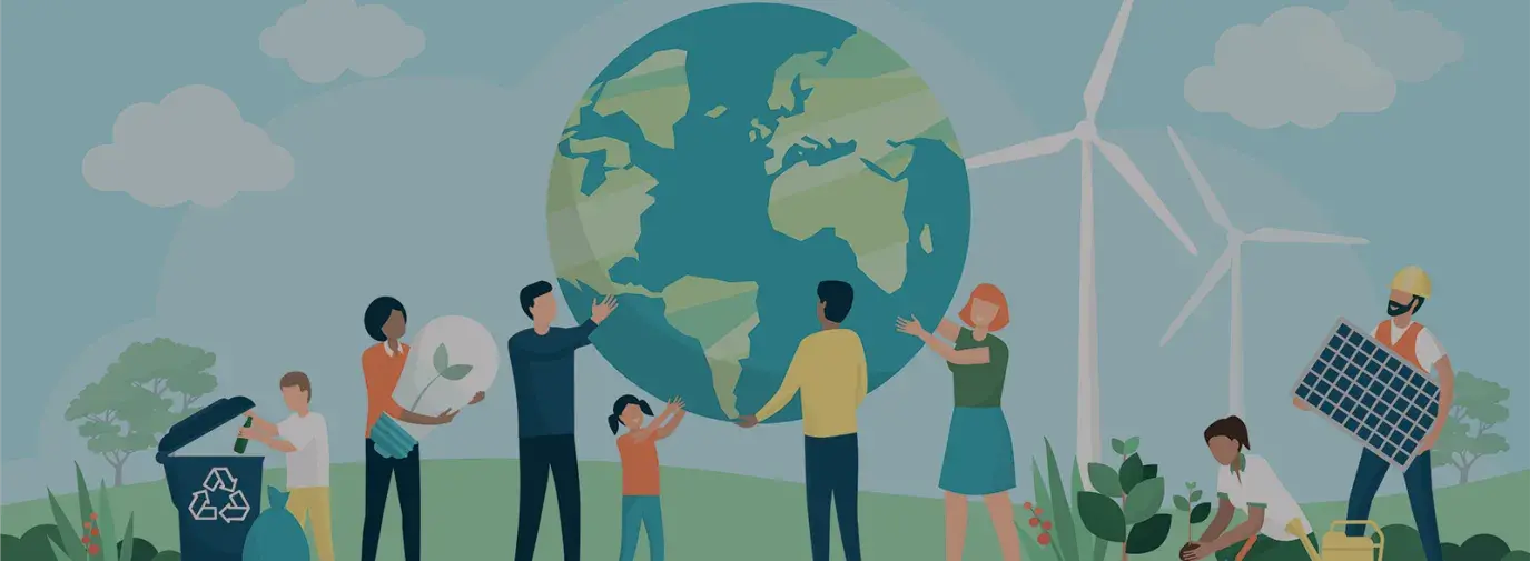 illustration of people doing things related to sustainability