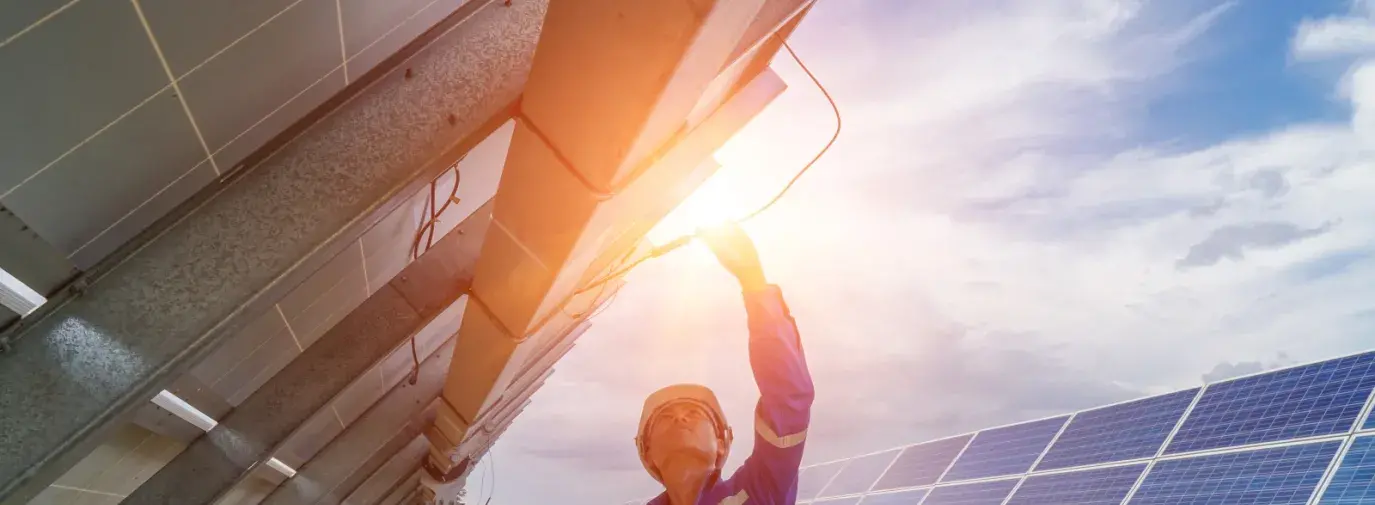 Technician in a solar field
