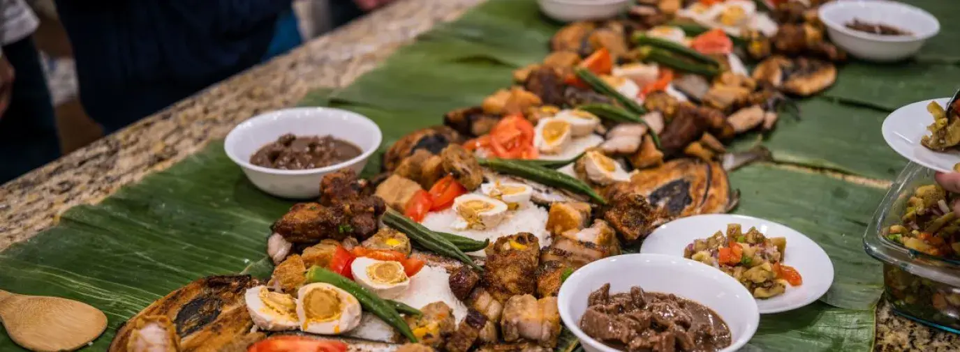 filipino boodle fight table spread.